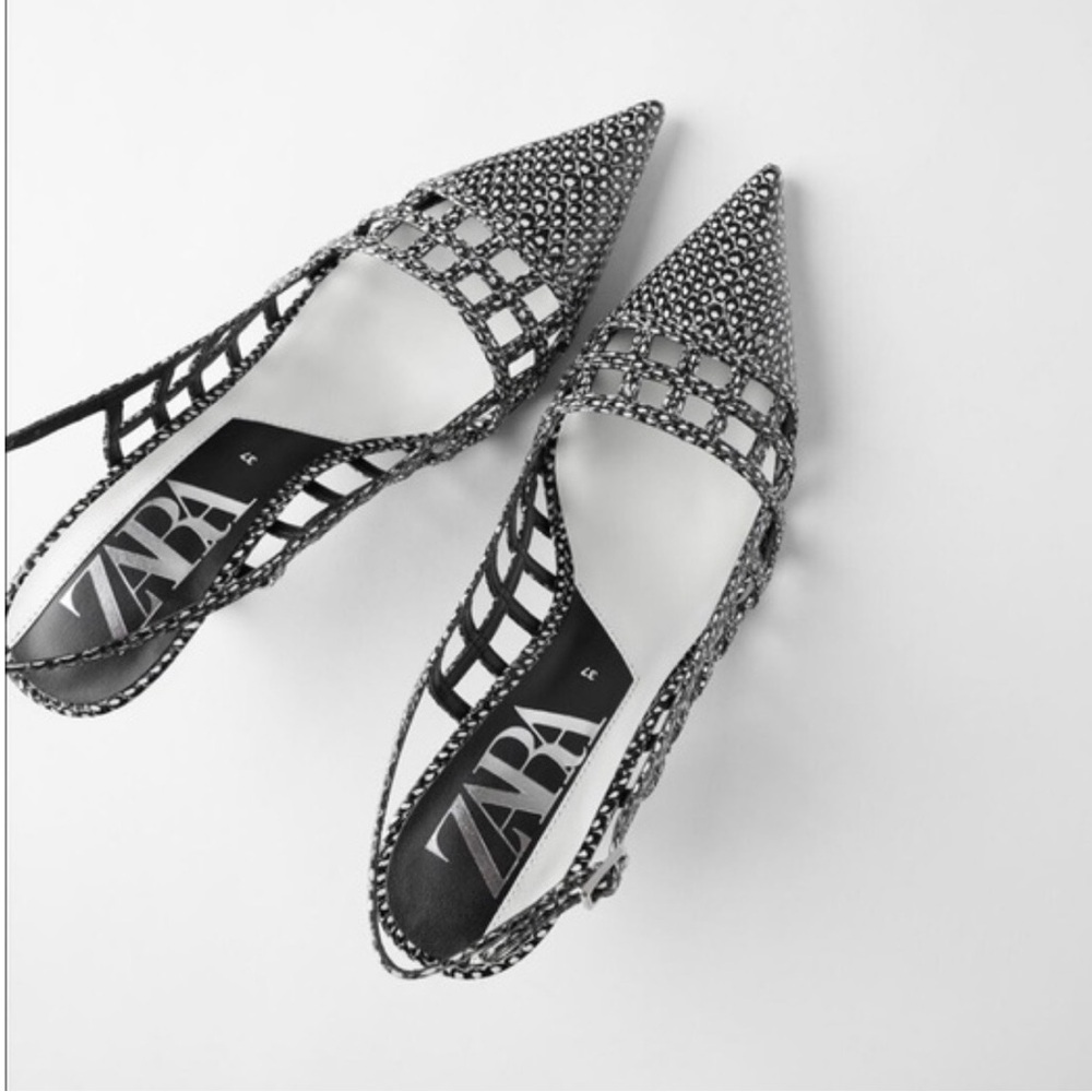 ZARA NWOT Animal print openwork slingback heel